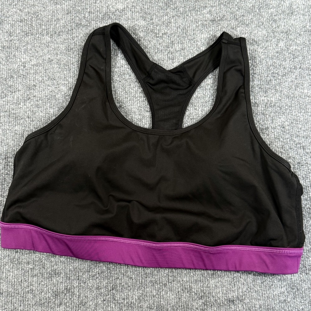 Rise Invincible Lularoe Sports Bra 2X Black Purple Racerback Athletic Gym Yoga